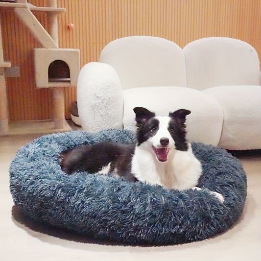 Extra-Large Plush Dog Bed - Cozy Round Nest for Dogs & Cats - Luxury Sofa Cushion with Calming Effect - Machine-Washable Pet Bed