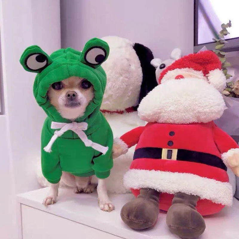 Cute Reindeer Dog Hoodie - Warm Pet Costume for Small Dogs & Cats - Frog & Cheese Designs - Chihuahua & Puppy Clothes - XXL Size Available