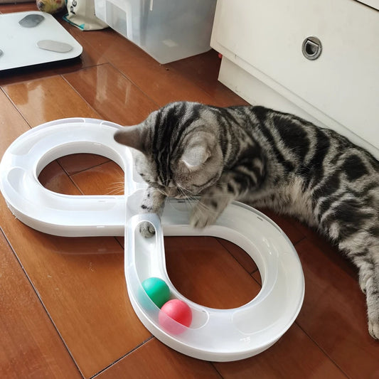 Interactive Cat Toy Turntable Set - Cat Teasing Toys with Small Tunnel & Sports Stick for Active Play