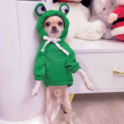 Cute Reindeer Dog Hoodie - Warm Pet Costume for Small Dogs & Cats - Frog & Cheese Designs - Chihuahua & Puppy Clothes - XXL Size Available