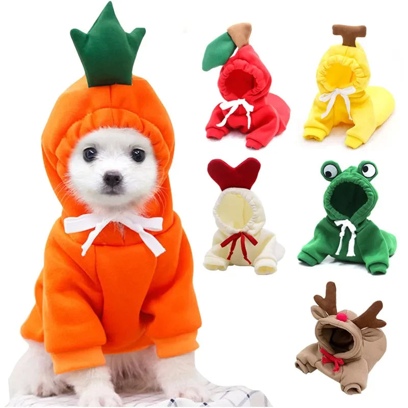 Cute Reindeer Dog Hoodie - Warm Pet Costume for Small Dogs & Cats - Frog & Cheese Designs - Chihuahua & Puppy Clothes - XXL Size Available